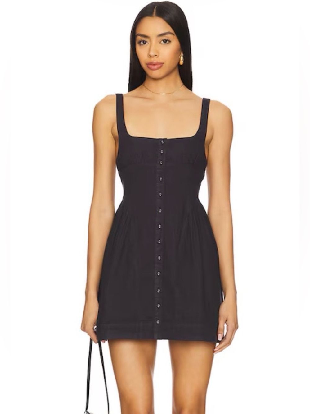 Free People Astrid Oxford Mini Dress In Black